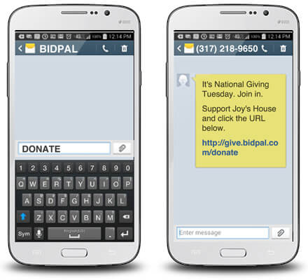 When donors give with BidPal's text-to-give platform, they'll be directed to a mobile donation form.