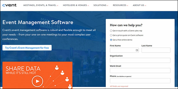 Cvent is the best event management software for industry specific needs.